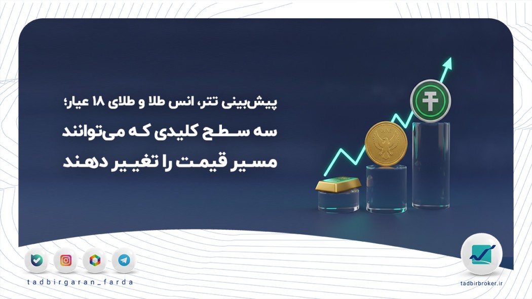 پیش‌بینی تتر، انس طلا و طلای ۱۸ عیار؛ سه سطح کلیدی که می‌توانند مسیر قیمت را تغییر دهند
